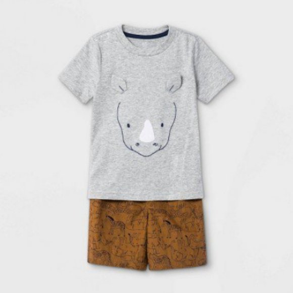 Carter's Toddler Boys' 2-piece Rhino Set, 5T Sz 5 Zoo Gear NWT - Picture 2 of 2